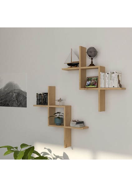 Zagy 2'li Dekoratif Duvar Rafı - Duvara Monte Kitaplık modelleri