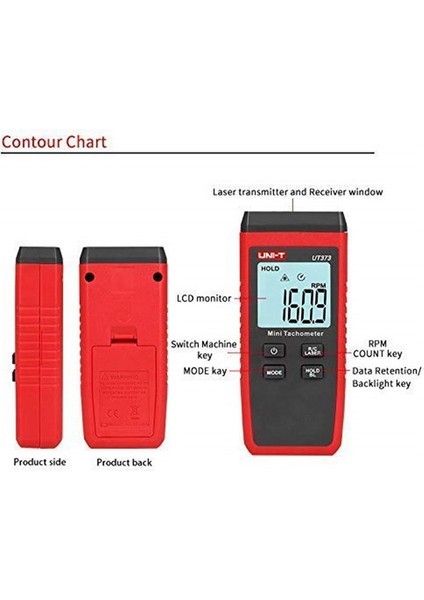 Unı-T Mini Takometre UT373 Dijital Takometre Temassız Takometre Ölçüm ARALIĞI10-99999RPM Arkadan Aydınlatmalı Kilometre Sayacı (Yurt Dışından) fırsatları