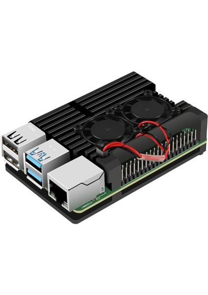 Raspberry Pi 4 Için Alüminyum Kasa Çift Soğutma Fanı ile Metal Kabuk Siyah Muhafaza Raspberry Pi 4 Model B Için (Yurt Dışından)