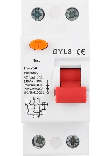 Gyl8 25/40/63A 2p Rccb Kaçak Akım Devre Kesici Elektrik Kaçağı Koruması 230VAC, Güvenlik Koruması (Yurt Dışından)