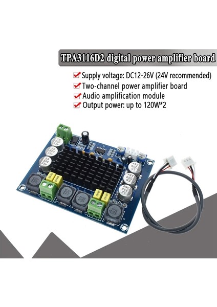 TPA3116D2 Çift Kanallı Stereo Yüksek Dijital Ses Amplifikatör Kartı 2X120W XH-M543 (Yurt Dışından)