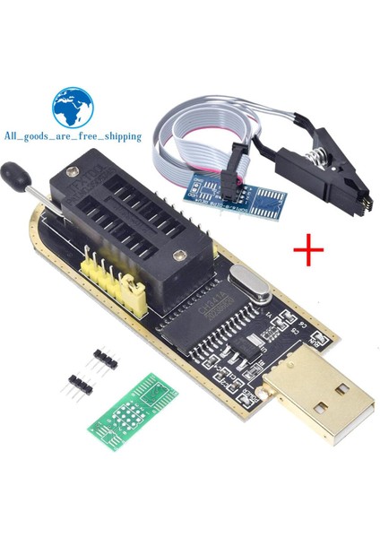Tzt Orijinal CH341A 24 25 Serisi Eeprom Flash Bıos USB Programcı Modülü + Soıc8 Sop8 Test Klipsi Eeprom 93CXX / 25CXX / 24CXX (Yurt Dışından)