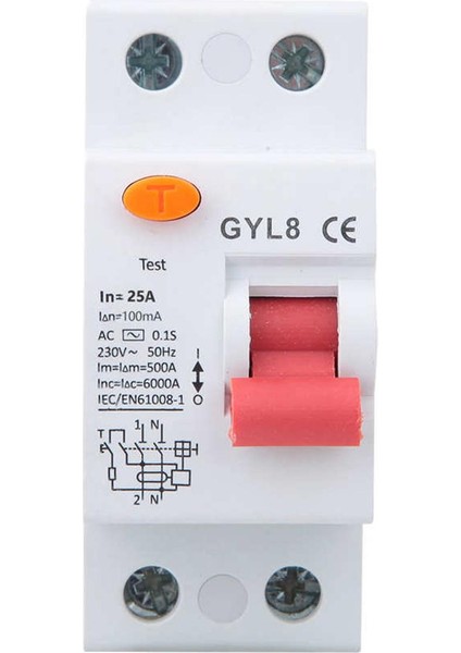 2p Kaçak Akım Devre Kesici Kaçak Koruma Elektrik Ekipmanı 25A/40A/63A 230VAC (Yurt Dışından)