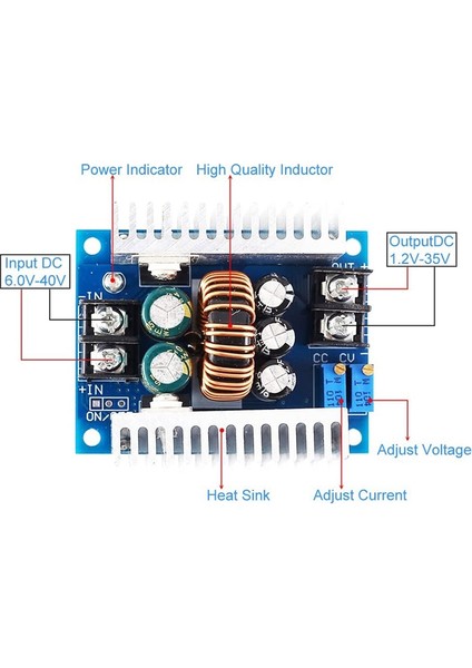 Adım Aşağı 300W 20A Modülü Buck Dönüştürücü cc Cv Dc Besleme Modülü (Yurt Dışından)