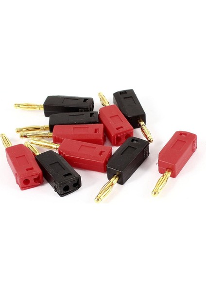 Hoparlör Kablo Kablosu 2 mm Muz Fiş Bağlantısı 10 Yaprak Siyah + Kırmızı (Yurt Dışından)