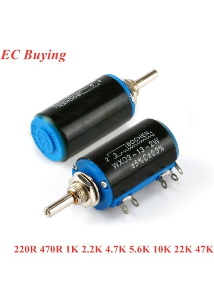 WXD3-13-2W 1k 2.2k 4.7k 5.6k 10K 22K 47K 220R 470R 220 470 Ohm Wxd3-13 2W Wirewound Çok Turlu Potansiyometre Döner Anahtar (Yurt Dışından)