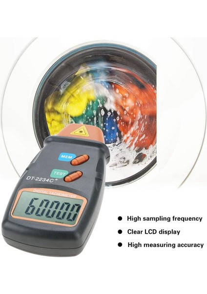 Dijital Takometre, DT-2234C+ Temassız Mini Rpm Test Cihazı Ölçer LCD Ekran El Tipi Dijital Fotoğraf Takometre (Yurt Dışından)