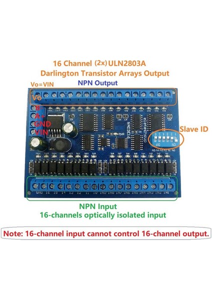 Dc 12V 24V 16 Giriş 16 Çıkış Modbus Rtu Modülü, Sadece Kart (Yurt Dışından)