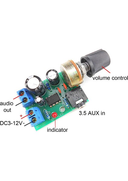 LM386 10W Ses Amplifikatör Kartı Mono 3.5mm Dc 3-12V Ses Kontrolü (Yurt Dışından)