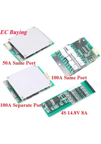 4s 12.8V 14.8V 50A 100A Li-Ion Lityum Demir Pil 18650 Koruma Levhası Şarj Cihazı Şarj Modülü Bms Lipo 4 Hücreli Denge (Yurt Dışından)