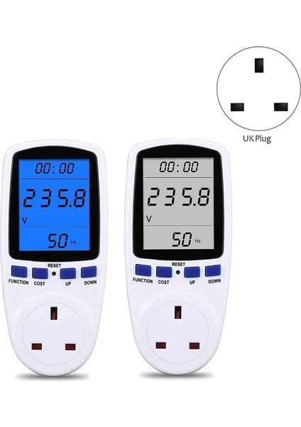 Sayaç Fişi Monitör Arka Işık LCD Ekran Kullanım Monitörü Tüketim Analizörü Gerilim Amper Birleşik Krallık Fişi (Yurt Dışından)