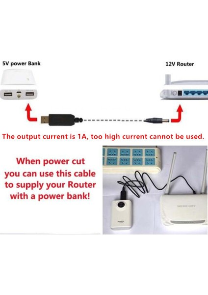 USB Güç Artırma Kablosu Dc 5V - Dc 5V / 9V / 12V Yükseltme Modülü USB Dönüştürücü Adaptör Kablosu 2.1x5.5mm Fiş Güçlendirme Hattı (Yurt Dışından)