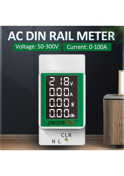 100A Din Raylı Enerji Ölçer Wattmetre Voltmetre Ampermetre Güç Ölçer AC50-300V Volt Amp Güç Faktörü Zaman Gerilimi Akım Monitörü (Yurt Dışından)