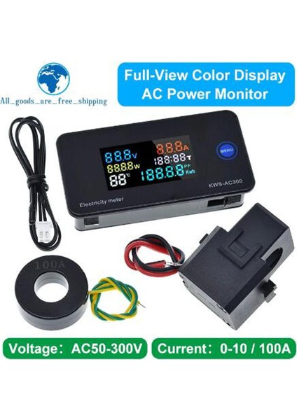 Ac 50-300 V Voltmetre Ampermetre Kws Güç Enerji Ölçer LED Dijital Ac Wattmetre Elektrik Ölçer Sıfırlama Fonksiyonu ile 0-100A (Yurt Dışından)