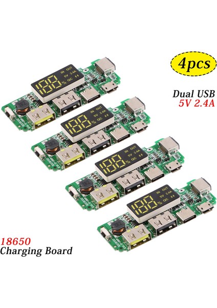 Adet 18650 Şarj Kartı Çift USB 5V 2.4A Mobil Güç Bankası Modülü Aşırı Şarj Aşırı Deşarj Kısa Devre Koruması ile 186 50 Lityum Pil Şarj Cihazı Kartı, Şarj Kartı (Yurt Dışından)