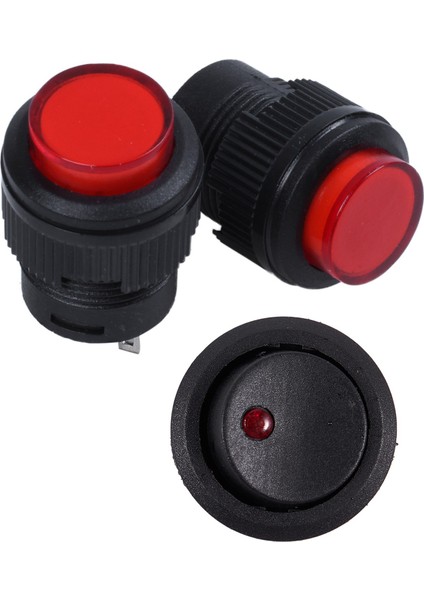 2 Adet 4 Terminalleri Kırmızı LED Lamba Anlık Basmalı Düğme Anahtarı Dc 3 V ve 1x 12 V LED Invertör Sallanan Rocker Anahtarı Kırmızı (Yurt Dışından)