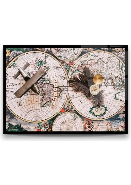 Eski Dünya Haritası Yatay Cam Tablo fiyatları
