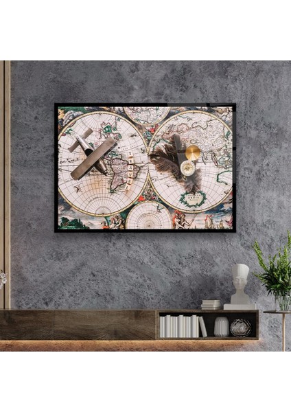 Eski Dünya Haritası Yatay Cam Tablo fırsatları