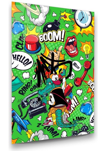 Çizgi Roman Afişi 2 Dikey Cam Tablo