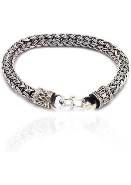 Yuvarlak Hasır Model 925 Ayar Saf Gümüş Erkek Hasır Bileklik 201022817