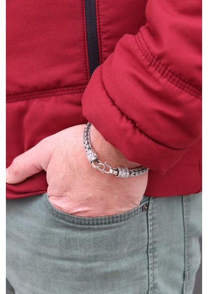 Yuvarlak Hasır Model 925 Ayar Saf Gümüş Erkek Hasır Bileklik 201022817 fiyatları