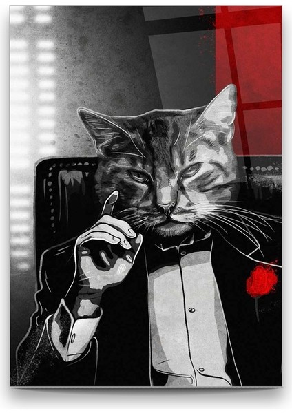 Kedi Adam Dikey Cam Tablo fiyatları