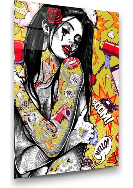 Çizgi Roman Afişi 4 Dikey Cam Tablo