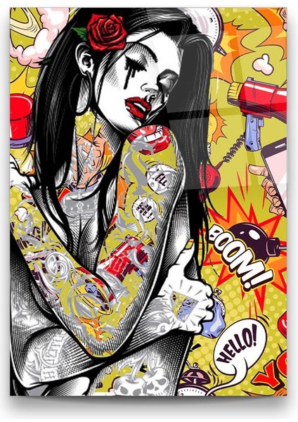 Çizgi Roman Afişi 4 Dikey Cam Tablo fiyatları