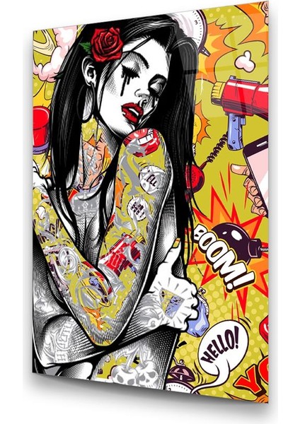 Çizgi Roman Afişi 4 Dikey Cam Tablo modelleri