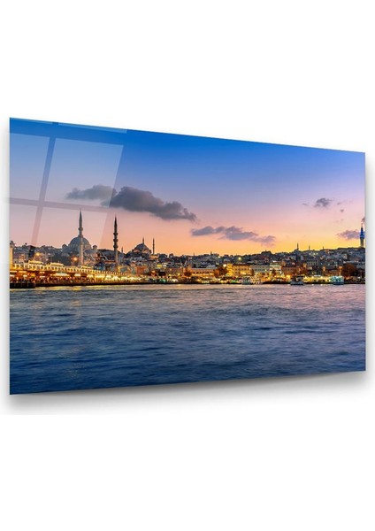 Panoramik Istanbul Manzarası Yatay Cam Tablo