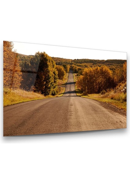 Ağaçlı Yol Yatay Cam Tablo