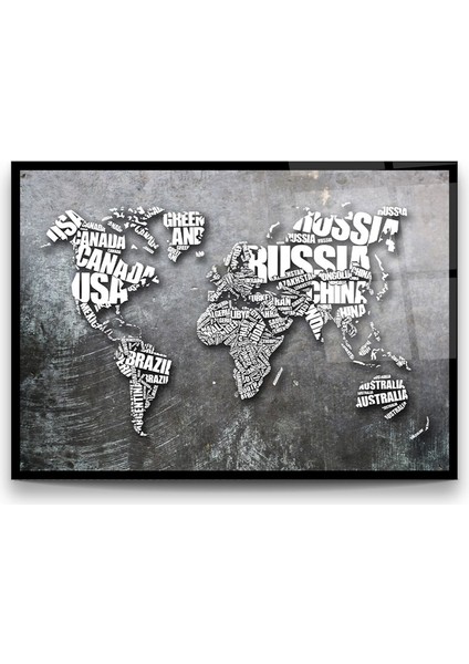 Dünya Haritası Yatay Cam Tablo fiyatları