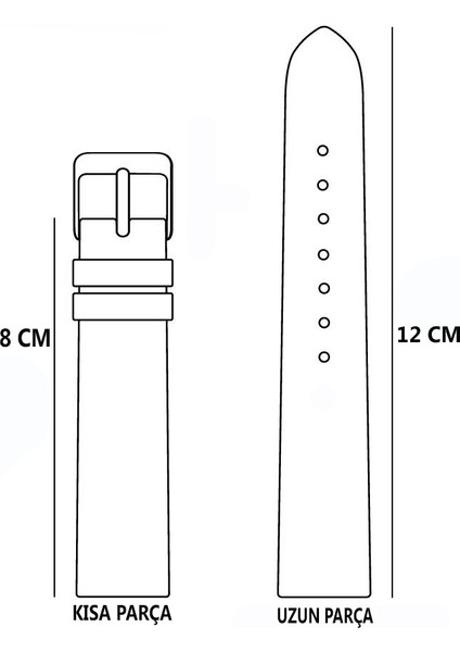 18MM Siyah Bombeli Hakiki Deri Saat Kordonu Kayışı