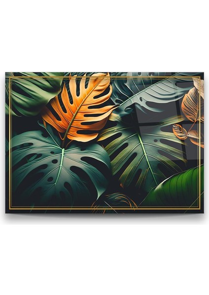 Yapraklar Manipülasyon 2 Yatay Cam Tablo fiyatları