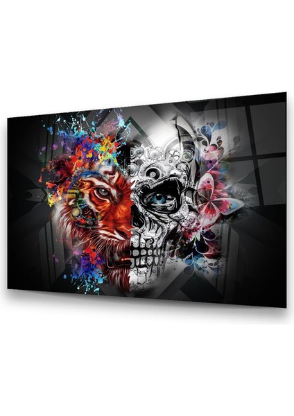 Aslan ve Kurukafa Yatay Cam Tablo modelleri