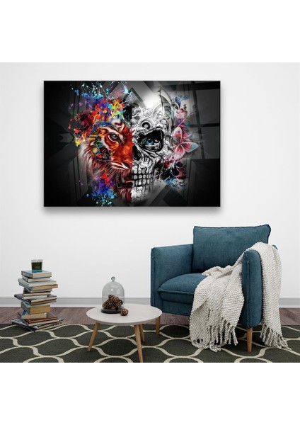 Aslan ve Kurukafa Yatay Cam Tablo fırsatları