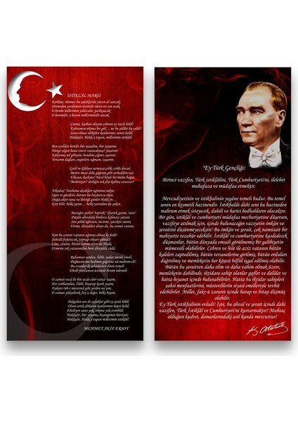 Istiklal Marşı ve Gençliğe Hitabe Çoklu Cam Tablo