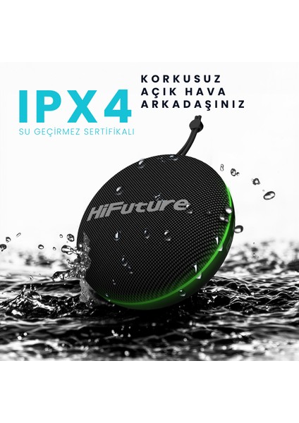 Altus Bluetooth 5.3 IPX4 Su Geçirmez 10W Çift Modlu TWS Taşınabilir Bluetooth Hoparlör Siyah