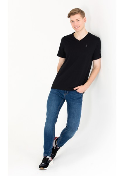 Erkek Siyah Basic T-Shirt 50263203-VR046