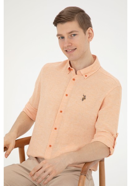 Erkek Kiremit Gömlek Desenli 50283423-VR031