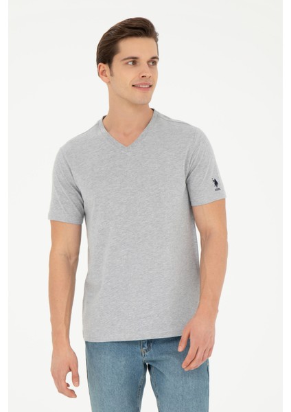 U.S. Polo Assn. Erkek Gri Melanj Tişört Basic 50284632-VR086