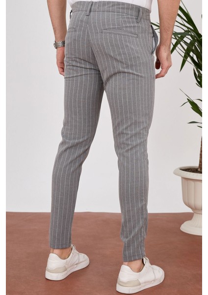 Bayaygun 4013 Slim Fit Ince Çizgili Pantolon_gri indirimleri