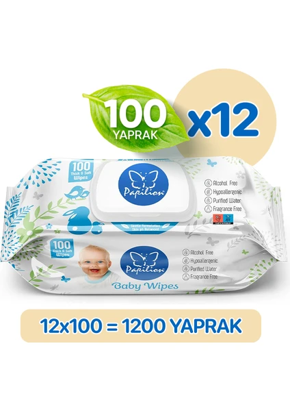 Baby Kokusuz Hypoalergenic Islak Bebek Havlusu Extra Kalın 1200 Yaprak