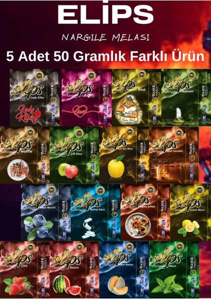 5 Adet 50 Gramlık Elips Nargile