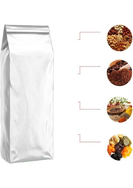 Beyaz Parlak Alümi̇nyum Yan Körüklü Torba 7,5X20+2 cm 100 gr 100 Adet