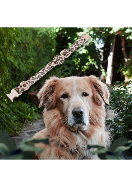 Gerçek Deriden El Yapımı Köpek Tasması, Apple Airtag Uyumlu Yuva, 50CM Ayarlanabilir Ölçü, Leopar Desen