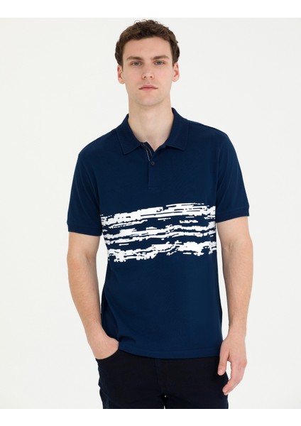 Erkek Lacivert Slim Fit Polo Yaka Tişört 50263931-VR033