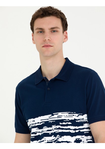 Erkek Lacivert Slim Fit Polo Yaka Tişört 50263931-VR033 fiyatları