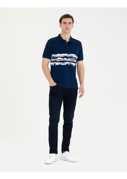 Erkek Lacivert Slim Fit Polo Yaka Tişört 50263931-VR033 fırsatları