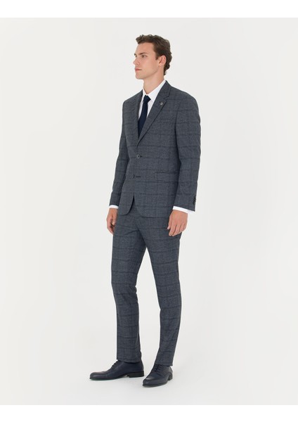 Pierre Cardin Erkek Lacivert Slim Fit Ekose Takım Elbise 50279140-VR033